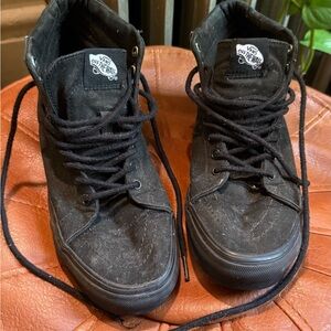 Vans Black Canvas High Top Skate Shoes Sneakers Mens 7 Women's 8.5